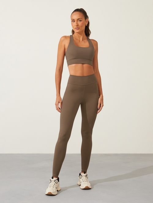 Calça Legging Básica Cós Alto Marrom Shitake