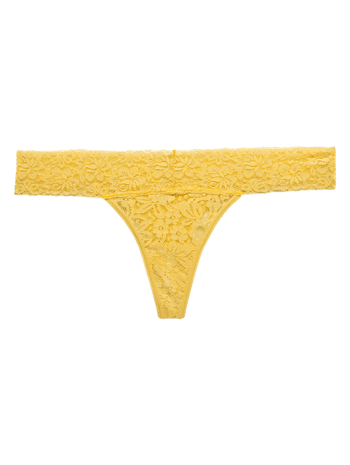 Calcinha Fio Dental Em Renda Amarelo Sunshine