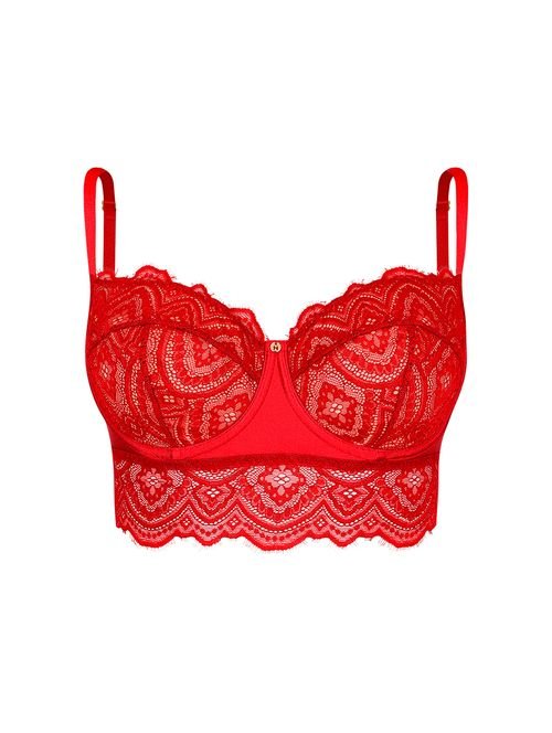 Sutiã Balconet Em Microfibra Acetinada E Renda Vermelho Rubro
