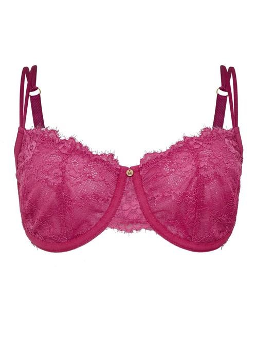 Sutiã Balconet Sem Bojo Com Aro Em Renda Rosa Drama